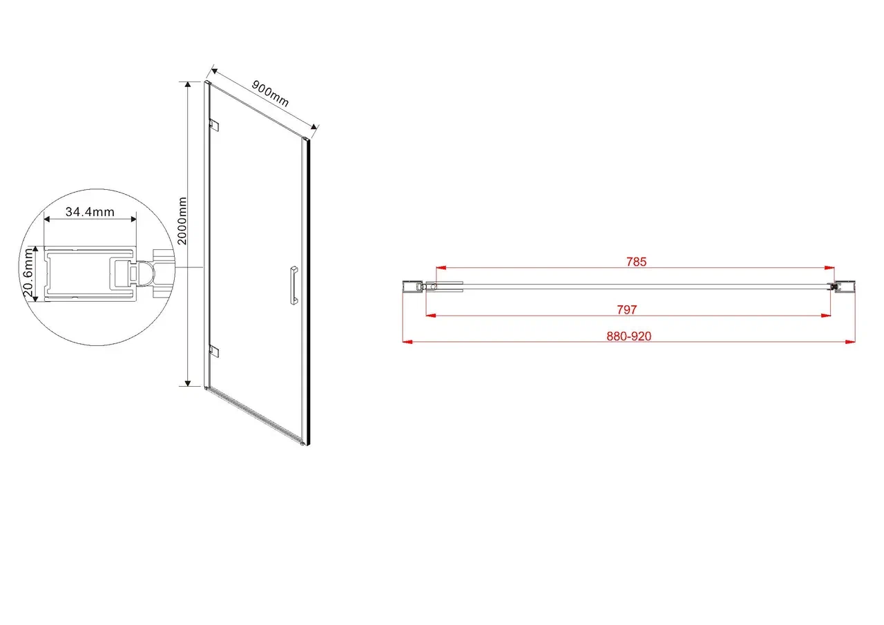 Душевая дверь Vincea Flex VDP-1F900CGB 90 см черный, стекло тонированное - 8 изображение