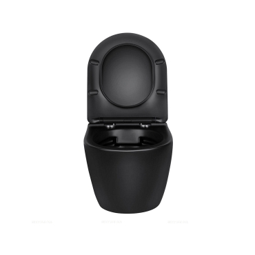 Комплект подвесной безободковый унитаз Vincea Globo VT1-14SMB с сиденьем soft-close, черный матовый + инсталляция Grohe Rapid SL 38775001 4 в 1 с кнопкой смыва - 5 изображение