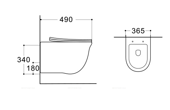 Унитаз подвесной Aquatek Классик 49х36,5х34 безободковый, тонкое сиденье микролифт AQ1112-00 - 2 изображение