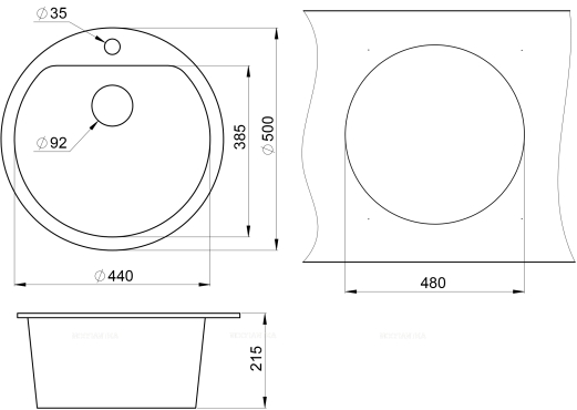 Мойка кухонная Granula GR-5101 черный - 2 изображение