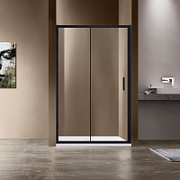Душевая дверь Vincea Garda 145x190 см, VDS-1G145CLB, профиль черный, стекло прозрачное