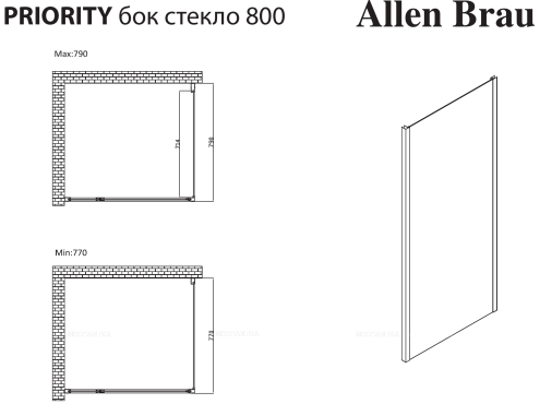 Душевой уголок Allen Brau Priority 140x80 серебро браш 3.31011.BA + 3.31014.BA - 2 изображение
