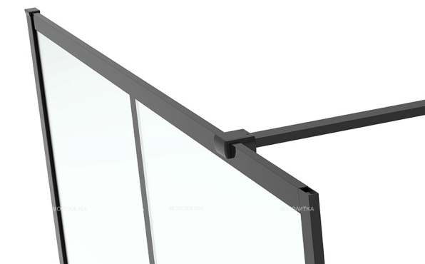 Душевая перегородка 100 см Abber Immer Offen AG62100B стекло прозрачное, профиль черный - 3 изображение
