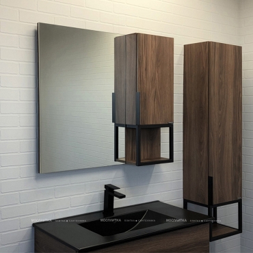 Зеркальный шкаф Comforty Равенна Лофт-90 00-00006656 дуб темно-коричневый - 3 изображение