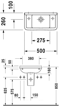 Раковина Duravit Starck 3 075150000 50х26 см с отверстием для смесителя слева и справа - 4 изображение