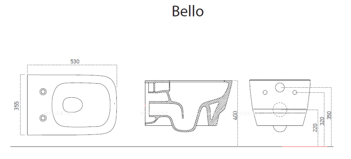 Унитаз подвесной безободковый Boheme Bello 971-2-W с функцией биде, белый глянец - 6 изображение