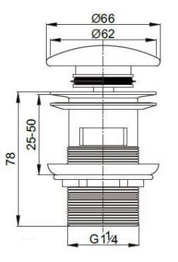 Донный клапан для раковины Cezares CZR-SAT7-NERO матовый черный - 2 изображение