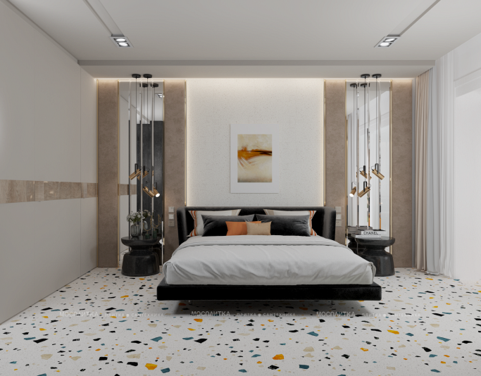Дизайн Спальня в стиле Эклектика в бежевом цвете №13006 - 3 изображение