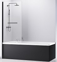 Шторка для ванны 80 см Abber Immer Offen AG70080B стекло прозрачное, профиль черный
