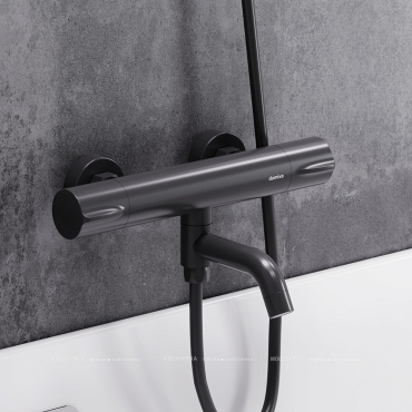 Термостатический смеситель для ванны с душем Damixa Scandinavian Pure 363000300 матовый черный - 4 изображение