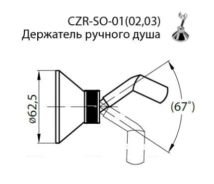 Держатель для душевой лейки Cezares CZR-C-SO-01, хром - 2 изображение