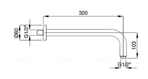 Кронштейн для верхнего душа Cezares CZR-U-TDA-30-02 бронза - 2 изображение