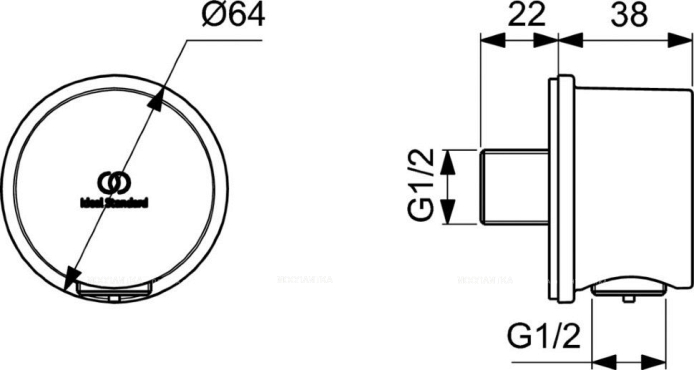 Шланговое подключение Ideal Standard BC808XG 1/2" - 3 изображение
