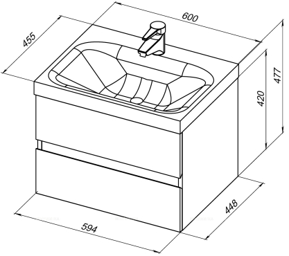 Комплект мебели для ванной Aquanet Беркли 60 см 254289, белый, дуб - 2 изображение