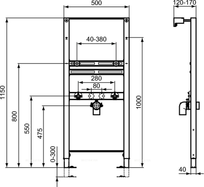 Система инсталляции подвесной раковины Ideal Standard PROSYS R010267 - 4 изображение