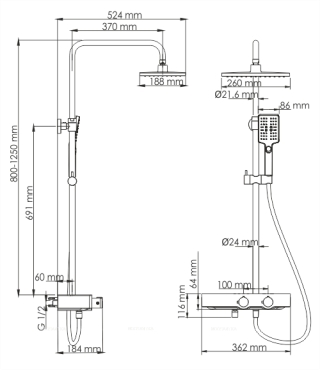 Душевая стойка Wasserkraft с термостатическим смесителем A11401 Thermo - 8 изображение