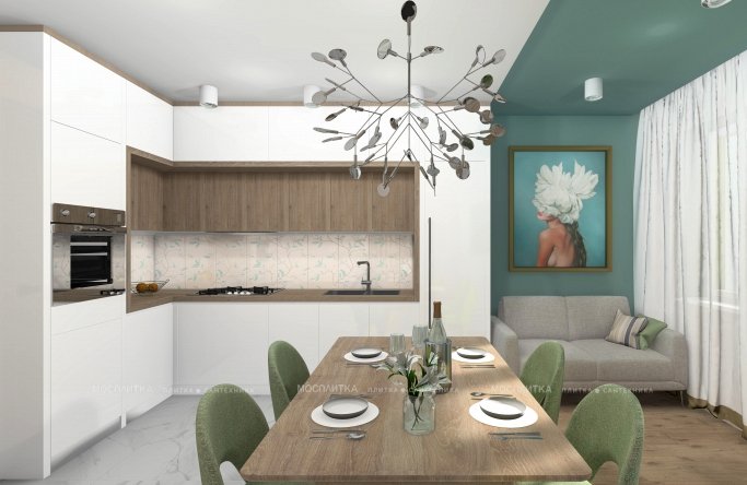 Дизайн Кухня в стиле Современный в бежевом цвете №12831 - 3 изображение