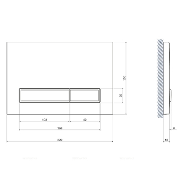 Комплект подвесной безободковый унитаз Cersanit Carina XL 64440 с крышкой-сиденьем микролифт + инсталляция с кнопкой хром матовый - 8 изображение
