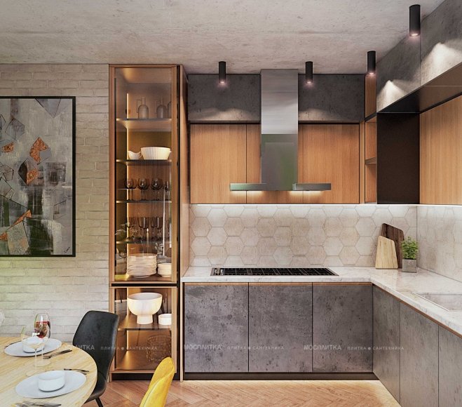Дизайн Кухня в стиле Эклектика в коричневом цвете №12519 - 2 изображение