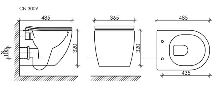 Комплект подвесной безободковый унитаз Ceramica Nova Forma Rimless CN3009 с крышкой-сиденьем + инсталляция Am.Pm ProC I012707 - 13 изображение