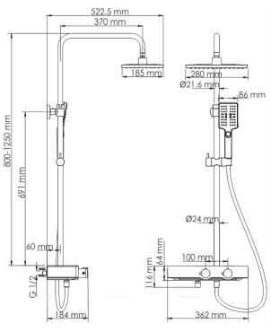 Душевая стойка Wasserkraft с термостатическим смесителем A11301 Thermo - 3 изображение
