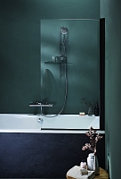 Душевая шторка на ванну Jacob Delafon Struktura 80х140 см E6D042-BLV профиль черный, стекло прозрачное
