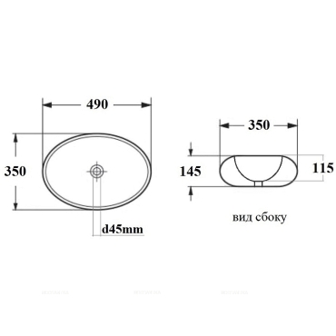 Раковина Bond Oval 49 см S58-490 белый глянец - 8 изображение