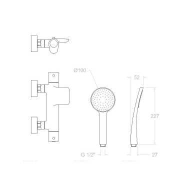 Термостат для ванны с душем Ramon Soler Alexia 363901T1 хром глянец - 2 изображение