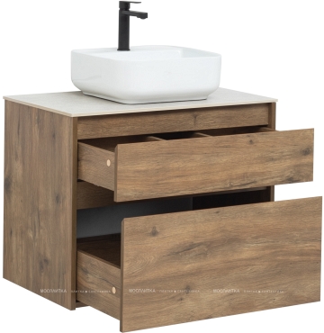 Комплект мебели для ванной Aquanet Nova Lite 75 см 249515, 2 ящика, коричневый - 3 изображение