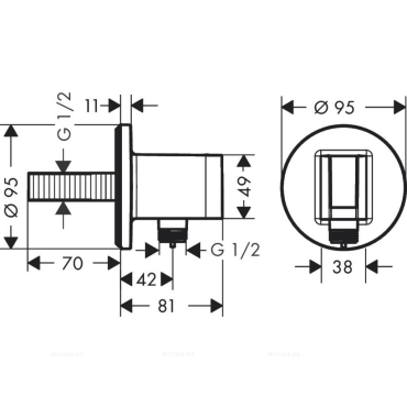 Шланговое подсоединение Hansgrohe FixFit S, с держателем для лейки, шлифованная бронза, 26888140 - 2 изображение