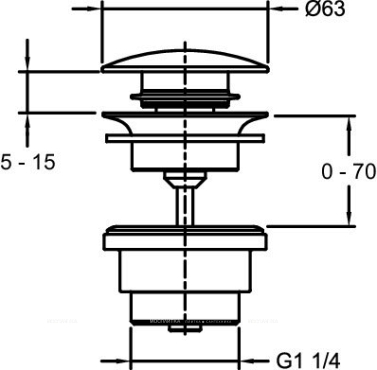 Донный клапан для раковины Jacob Delafon E30536-BN, полированный никель - 2 изображение